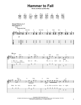 page one of Hammer To Fall (Easy Guitar Tab)