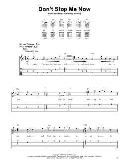 page one of Don't Stop Me Now (Easy Guitar Tab)
