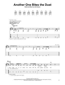 page one of Another One Bites The Dust (Easy Guitar Tab)