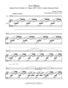 page one of Ave Maria (Cello and Piano)