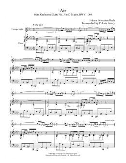 page one of Air (Air On The G String) (Trumpet and Piano)