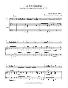 page one of La Rejouissance (Cello and Piano)