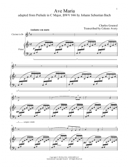 page one of Ave Maria (Clarinet and Piano)