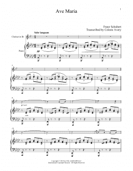 page one of Ave Maria, Op. 52, No. 6 (Clarinet and Piano)