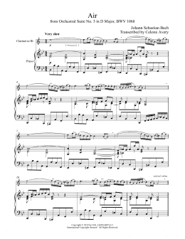 page one of Air (Air On The G String) (Clarinet and Piano)