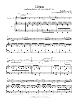 page one of Minuet (Clarinet and Piano)