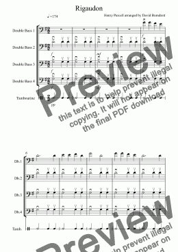 page one of Rigaudon for Double Bass Quartet