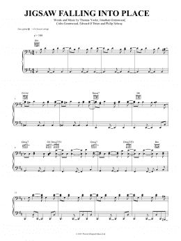 page one of Jigsaw Falling Into Place (Piano, Vocal & Guitar Chords (Right-Hand Melody))