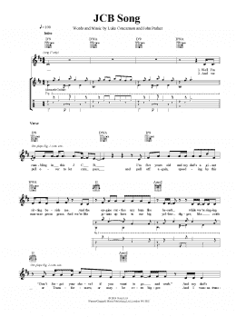 page one of The JCB Song (Guitar Tab)