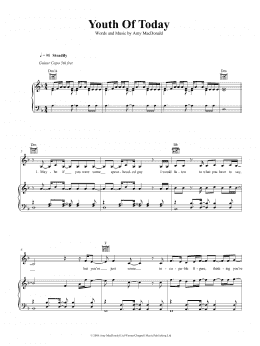 page one of Youth Of Today (Piano, Vocal & Guitar Chords (Right-Hand Melody))