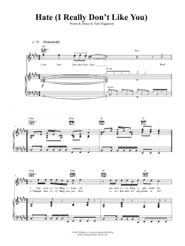 page one of Hate (I Really Don't Like You) (Piano, Vocal & Guitar Chords (Right-Hand Melody))