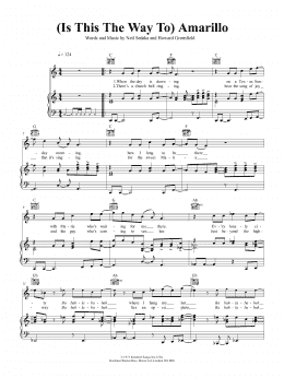 page one of (Is This The Way To) Amarillo (Piano, Vocal & Guitar Chords (Right-Hand Melody))