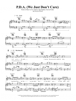 page one of PDA (We Just Don't Care) (Piano, Vocal & Guitar Chords (Right-Hand Melody))