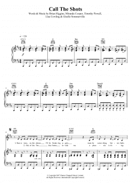 page one of Call The Shots (Piano, Vocal & Guitar Chords (Right-Hand Melody))