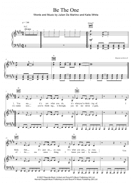 page one of Be The One (Piano, Vocal & Guitar Chords (Right-Hand Melody))