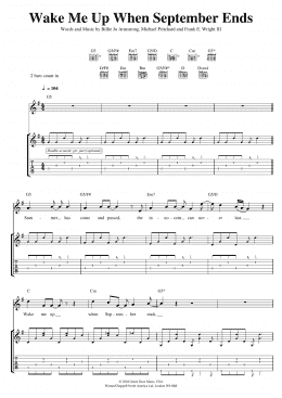 page one of Wake Me Up When September Ends (Guitar Tab)