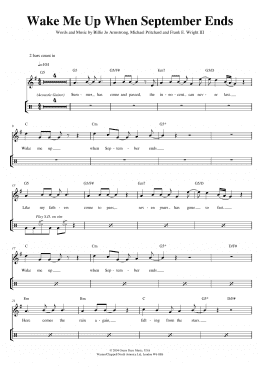 page one of Wake Me Up When September Ends (Drums)