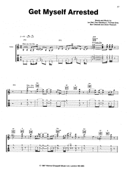 page one of Get Myself Arrested (Guitar Tab)