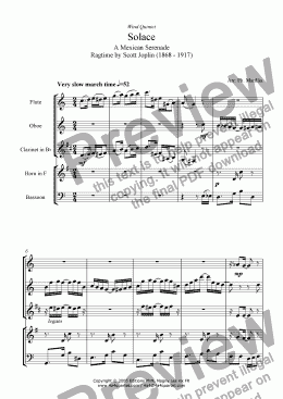 page one of Joplin - Solace - A Mexican Serenade (Wind Quintet)
