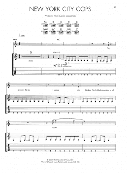 page one of New York City Cops (Guitar Tab)