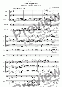 page one of Joplin - New Rag (Wind Quintet)