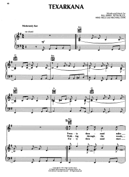 page one of Texarkana (Piano, Vocal & Guitar Chords (Right-Hand Melody))
