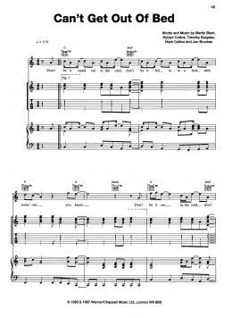 page one of Can't Get Out Of Bed (Piano, Vocal & Guitar Chords (Right-Hand Melody))