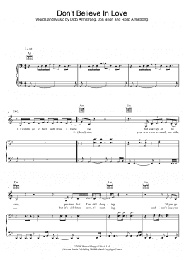 page one of Don't Believe In Love (Piano, Vocal & Guitar Chords (Right-Hand Melody))