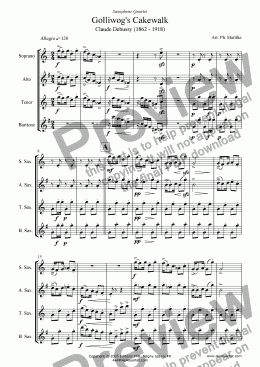 page one of Debussy - Golliwog's Cakewalk (Children's Corner) (Sax Quartet)