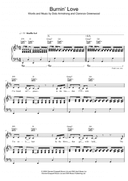 page one of Burnin' Love (Piano, Vocal & Guitar Chords (Right-Hand Melody))