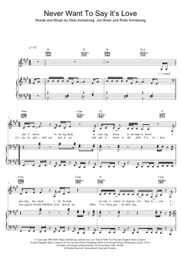 page one of Never Want To Say It's Love (Piano, Vocal & Guitar Chords (Right-Hand Melody))