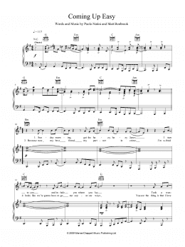 page one of Coming Up Easy (Piano, Vocal & Guitar Chords (Right-Hand Melody))