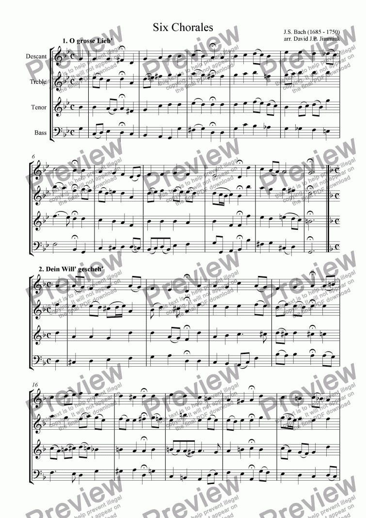 page one of Six Chorales