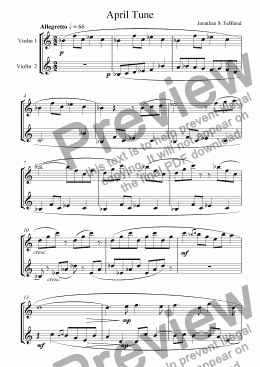 page one of April Tune (Two Violins)