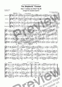 page one of The Shepherds' Farewell arr for Saxophone Quartet