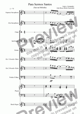 page one of Para Sermos Santos (Melodia no Sax)
