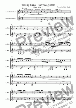 page one of Opus 8 No 1 Taking turns - for two guitars