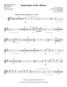 page one of Somewhere in the Silence - Soprano Sax/Clarinet(sub oboe) (Choir Instrumental Pak)
