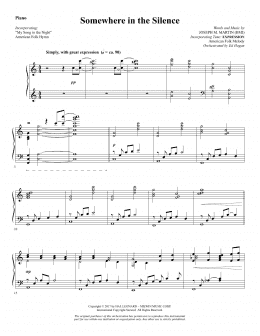 page one of Somewhere in the Silence - Piano (Choir Instrumental Pak)