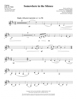 page one of Somewhere in the Silence - Clarinet (sub Viola) (Choir Instrumental Pak)