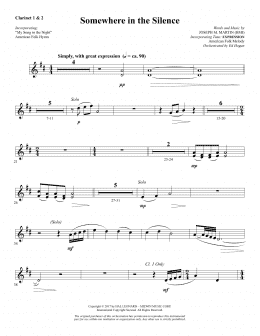 page one of Somewhere in the Silence - Bb Clarinet 1 & 2 (Choir Instrumental Pak)