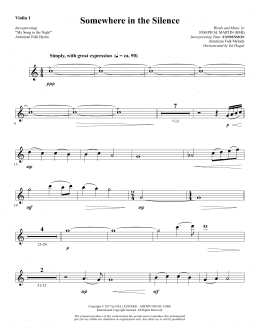 page one of Somewhere in the Silence - Violin 1 (Choir Instrumental Pak)