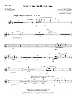 page one of Somewhere in the Silence - Flute 1 & 2 (Choir Instrumental Pak)