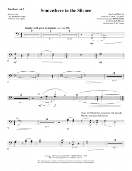 page one of Somewhere in the Silence - Trombone 1 & 2 (Choir Instrumental Pak)