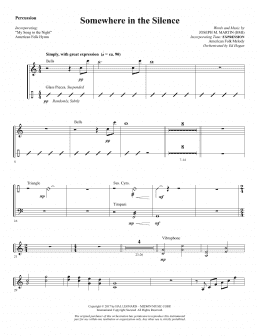page one of Somewhere in the Silence - Percussion (Choir Instrumental Pak)