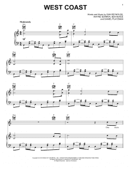 page one of West Coast (Piano, Vocal & Guitar Chords (Right-Hand Melody))
