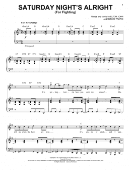 page one of Saturday Night's Alright (For Fighting) (Piano & Vocal)