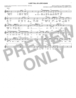 page one of I Just Fall In Love Again (Lead Sheet / Fake Book)