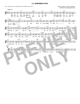 page one of I'll Remember April (Lead Sheet / Fake Book)