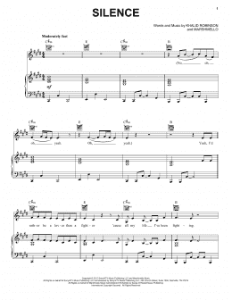 page one of Silence (feat. Khalid) (Piano, Vocal & Guitar Chords (Right-Hand Melody))